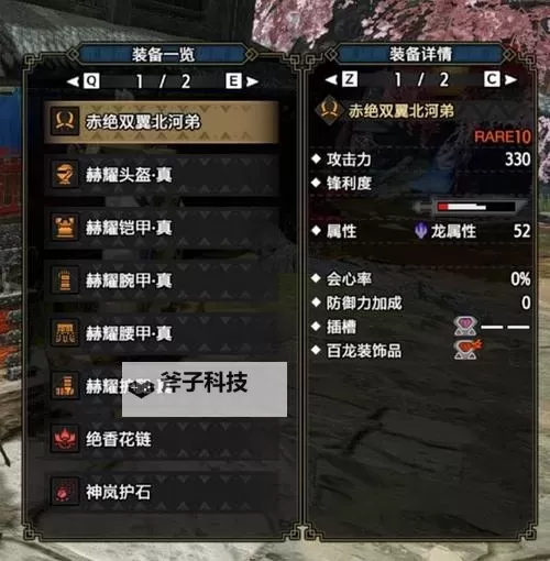 《怪物猎人崛起》物理与属性双刀通关配装图1